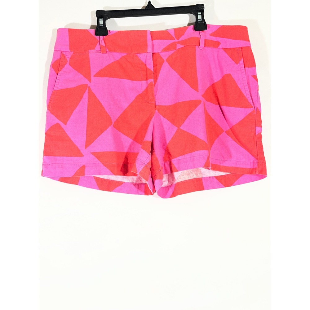 Ann Taylor LOFT Linen Blend Shorts Women 8 Pink Orange Geometric Triangle
Bold